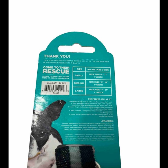 ASPCA MEDIUM Adjustable LED Dog Collar Black Size 15" - 18" - 1" Width NEW, - Picture 6 of 9